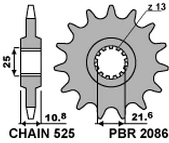 Sprocket front PBR 2086 16 18NC